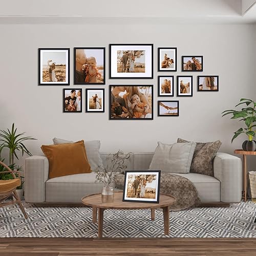 Miniatura 7 de EYMPEU Portarretratos de 5 x 7 pulgadas con paspartú, de madera negra, para exhibir fotos de 5 x 7 con paspartú o fotos de 6 x 8 pulgadas sin