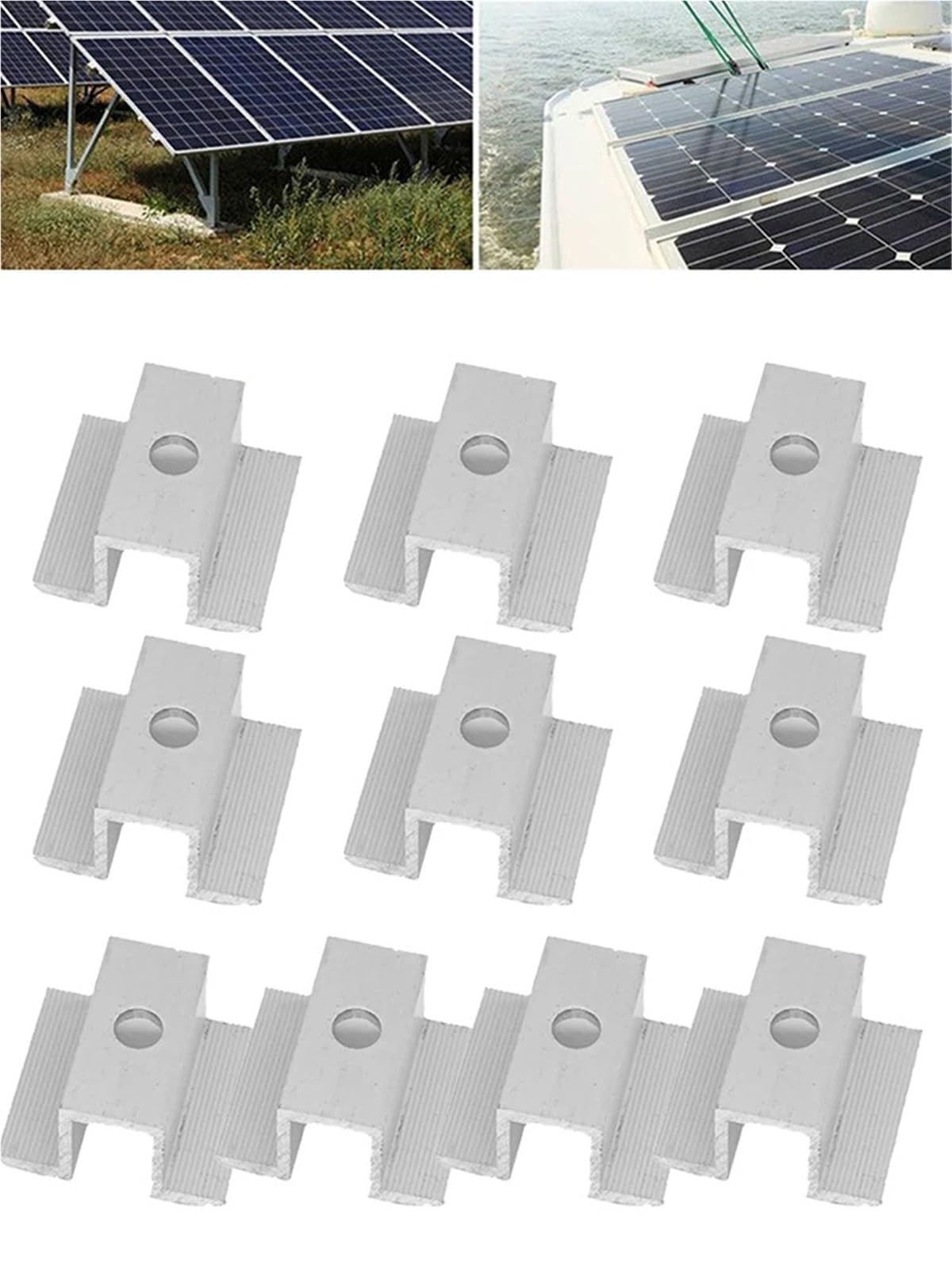 Supporti per pannelli solari, morsetti centrali fotovoltaici, clip di pulizia per telaio altezza 25-50 mm, accessori di alimentazione in lega di alluminio (80 mm)