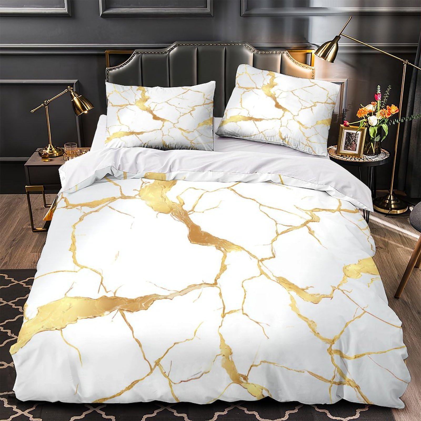 Housse de couette pissenlit doré pour une chambre de couple moderne