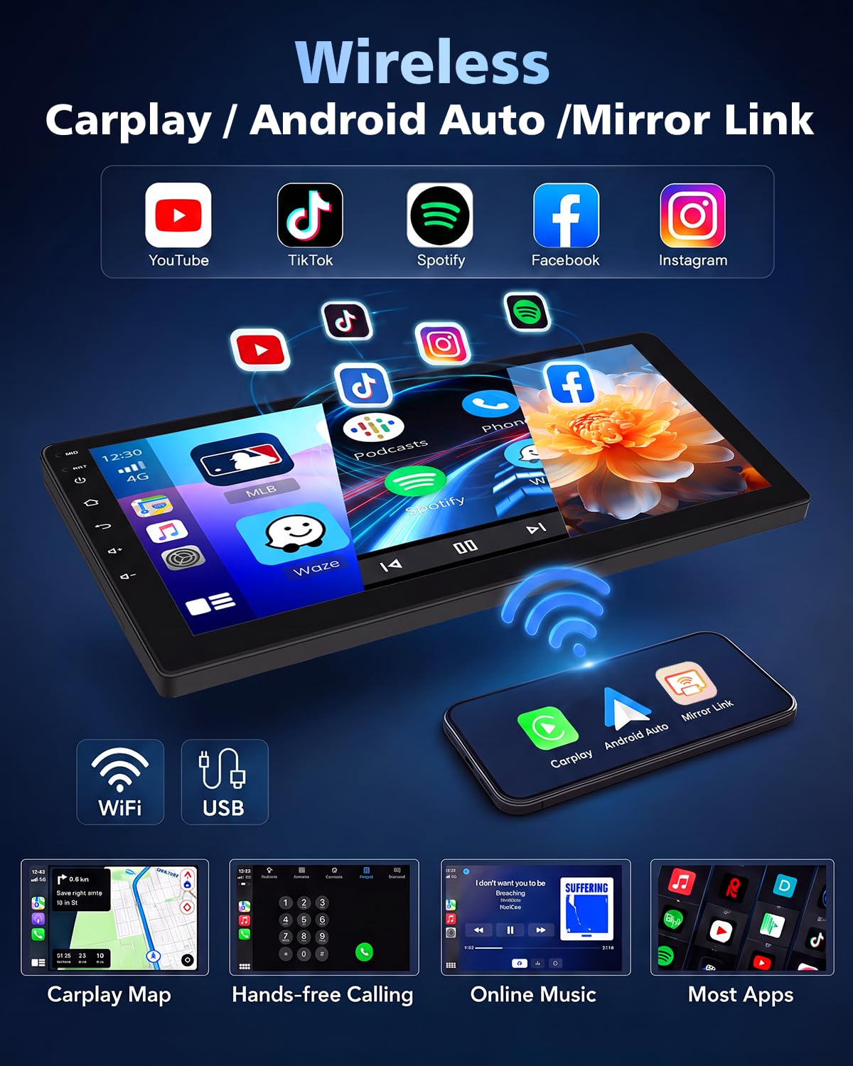 Hikity Radio samochodowe 9 cali do Peugeot 207 2006-2015 Carplay