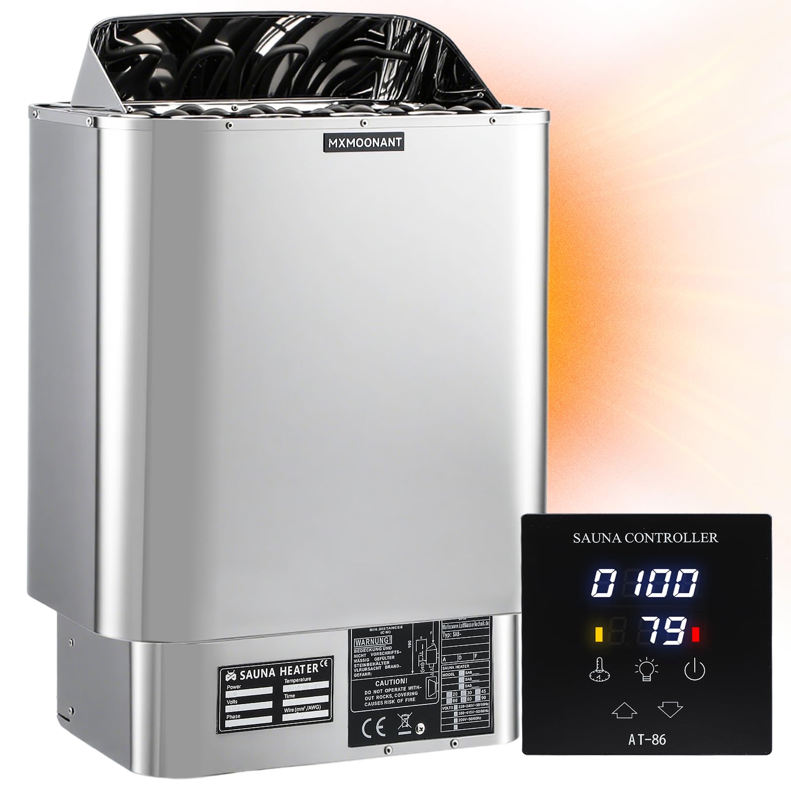 Photo 1 of Mxmoonant Sauna Heater, 9KW 220V Electric Sauna Heaters Stove Dry Sauna Bath with External Digital Control for Home Hotel Spa Max. 425 Cu.ft with Sauna Hygrothermograph