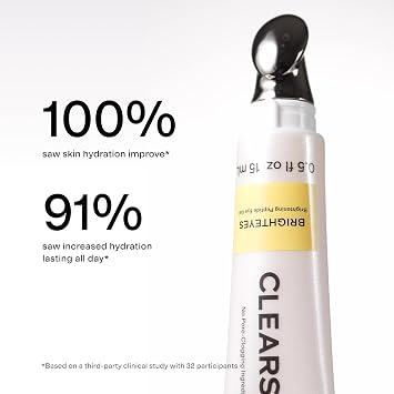 CLEARSTEM BRIGHTEYES Peptide Eye Gel - Anti Aging Eye Cream for Crow's Feet, Puffiness, Dark Circles - Peptides, Plant Stem Cells & Caffeine - Cooling Alloy-Tip Applicator - 0.5 Fl Oz