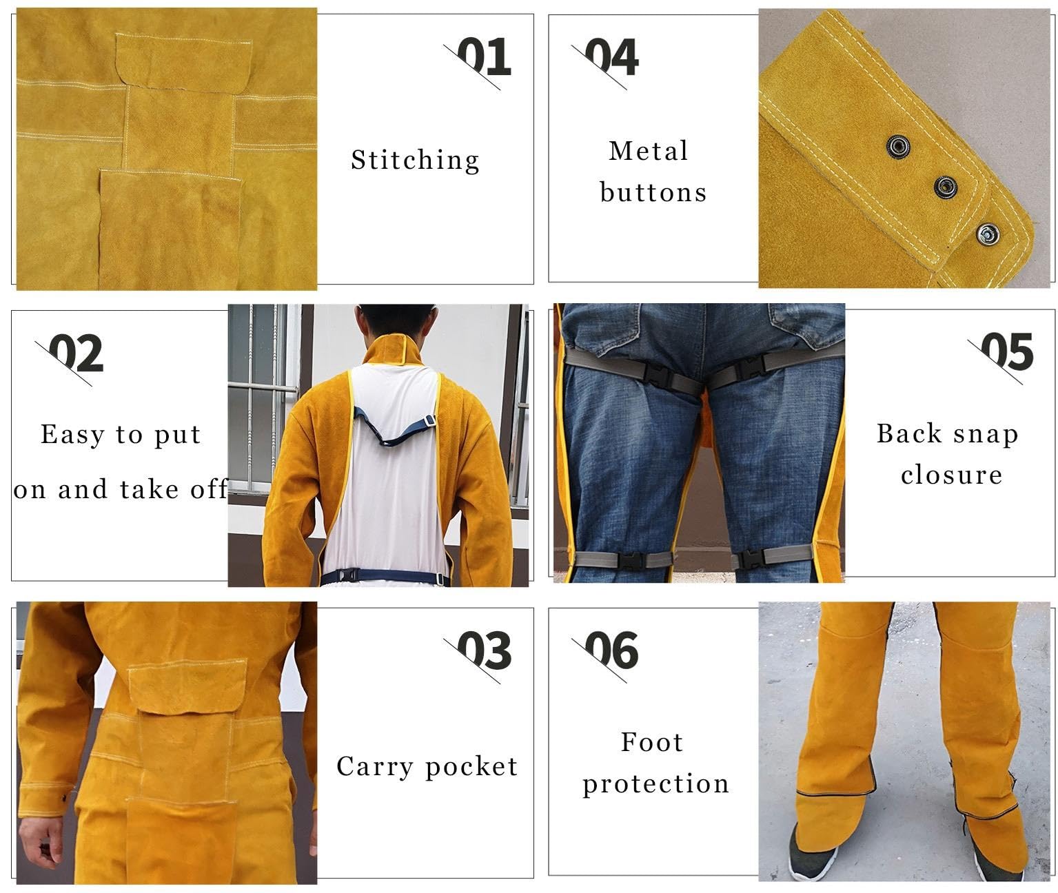Pantalones De Cuero Soldadura,Chaqueta De Soldadura,Mono,Overol