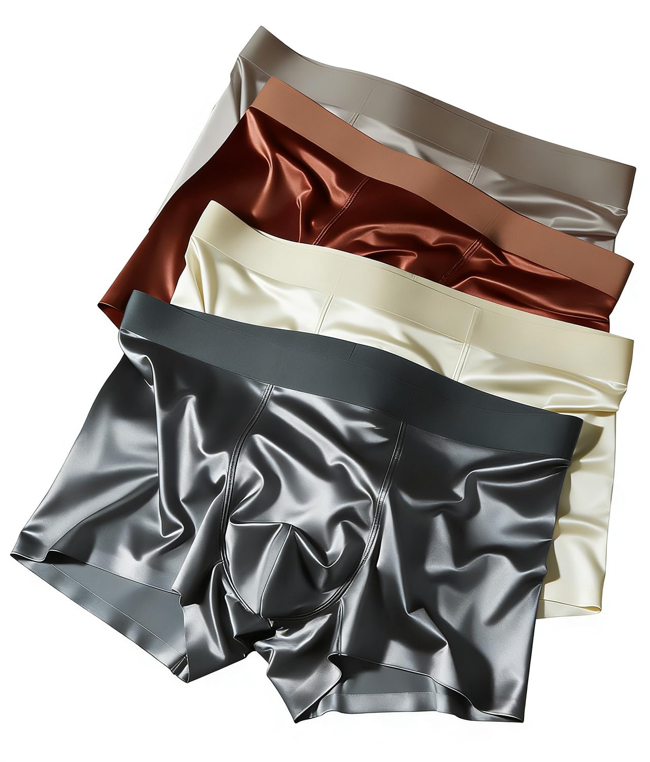 beulvik Silk Boxers for Men Satin Underwear Seamless Silkies Short Boxer Briefs Ice Silk Mesh Cooling Underpants Pack-picture-47