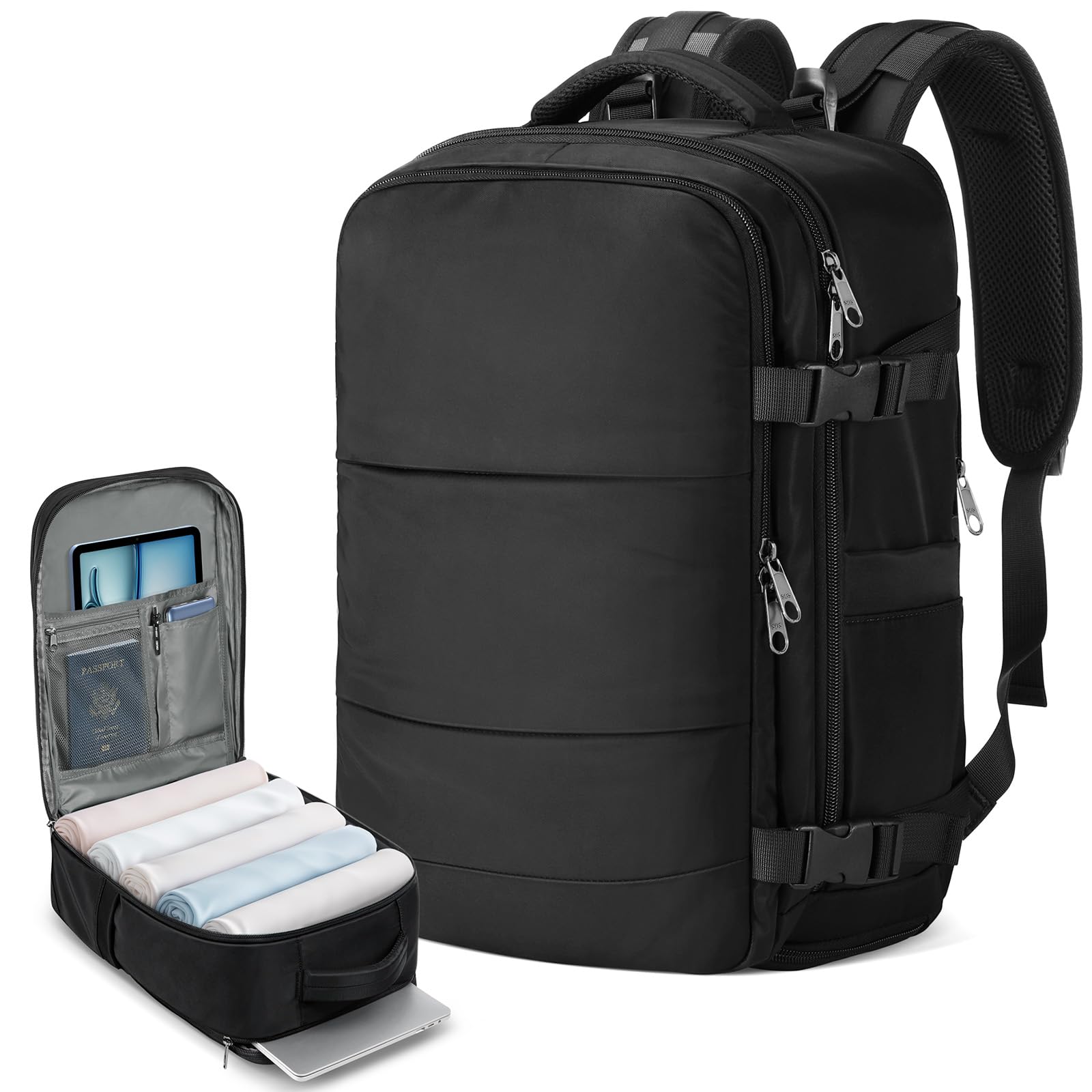 Samfolk Handgepäck Rucksack Ryanair Handgepäck 40x20x25 Travel Backpack 13 Taschen Carry On Bag Cabin Bags mit separater Schuhtasche Tragetasche Hand Luggage Backpack, 20L