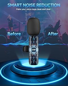 Caiord 2 Pack Professional Wireless Lavalier Microphone for iPhone 15(Above) and Android USB-C Device, Lapel Mics Plug-Play Clip on Lapel Mic for YouTube, Recording, Vlog, Facebook Live