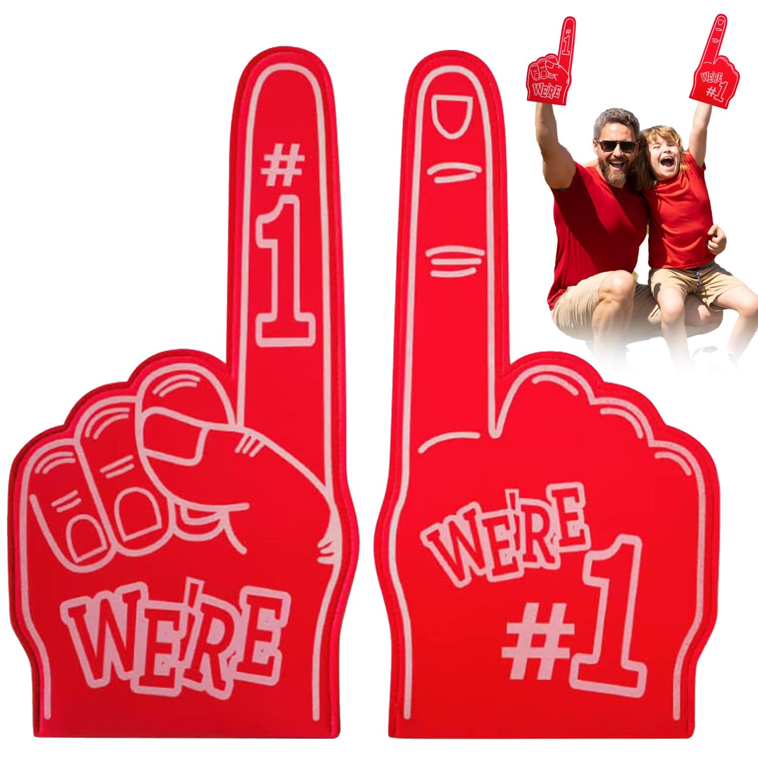 Emottle Gladiators Foam Finger, Giant Foam Hands Pointing Finger for Sports Fans Inspiring for Sports Events Games, Foam Finger Pointer Finger Puppets Party Props Sports Fan Accessories (Red)