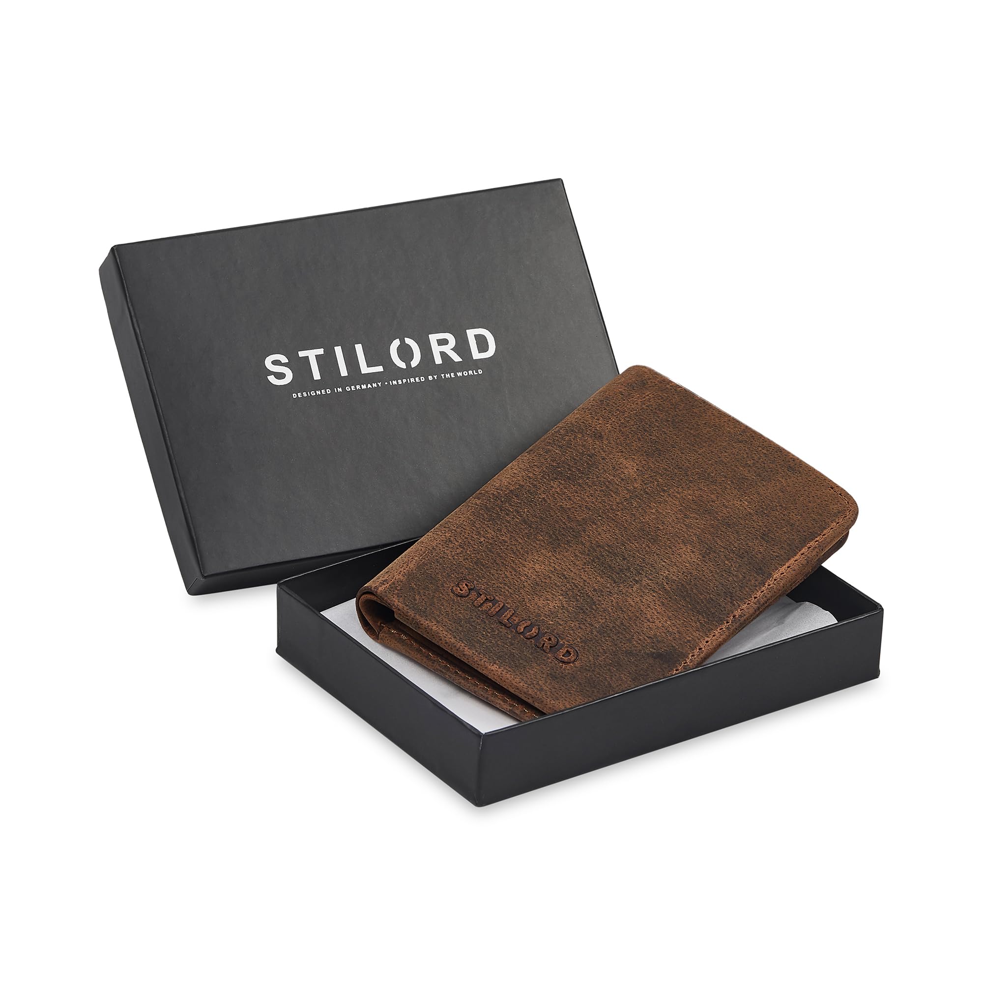 STILORD "Ledo Porte Carte en Cuir Véritable Mini Etui Carte élégant Portefeuille Cuir Protection RFID Femme Homme Porte Monnaie Slim Wallet Card Holder Pochette Carte Couleur:Avani - Marron