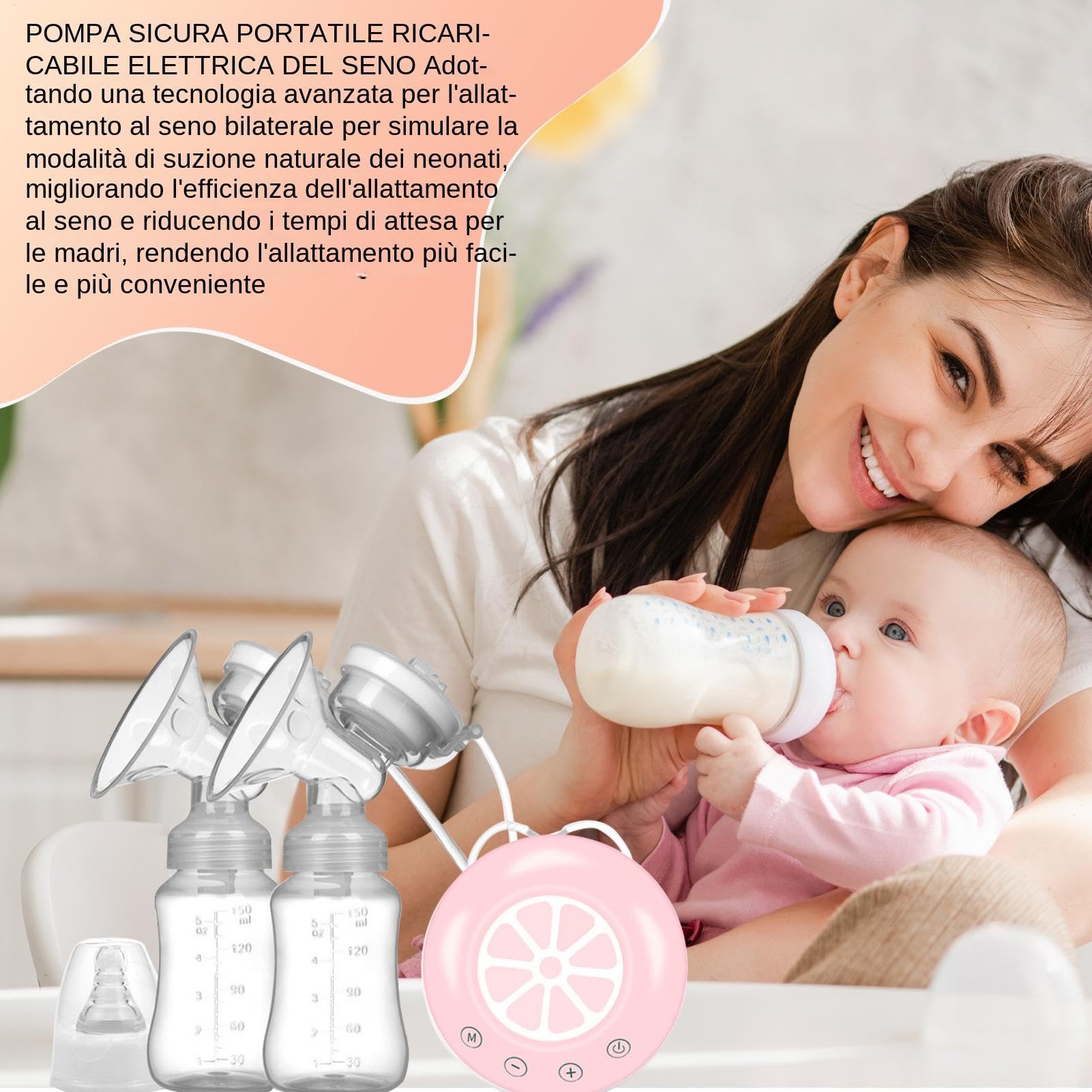 Sacaleches dobles para lactancia materna – Ordeñadora para sacaleches recargable | Múltiples modos, bajo ruido para nuevas madres, madres después del parto, lactancia materna