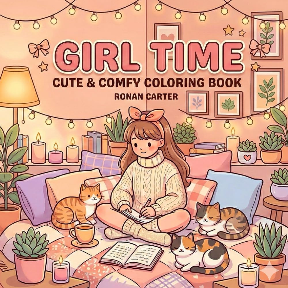Girl Time: Coloring Book for Adults and Teens Featuring Cute Cozy Daily Activities for Relaxation (Cozy Spaces Coloring)