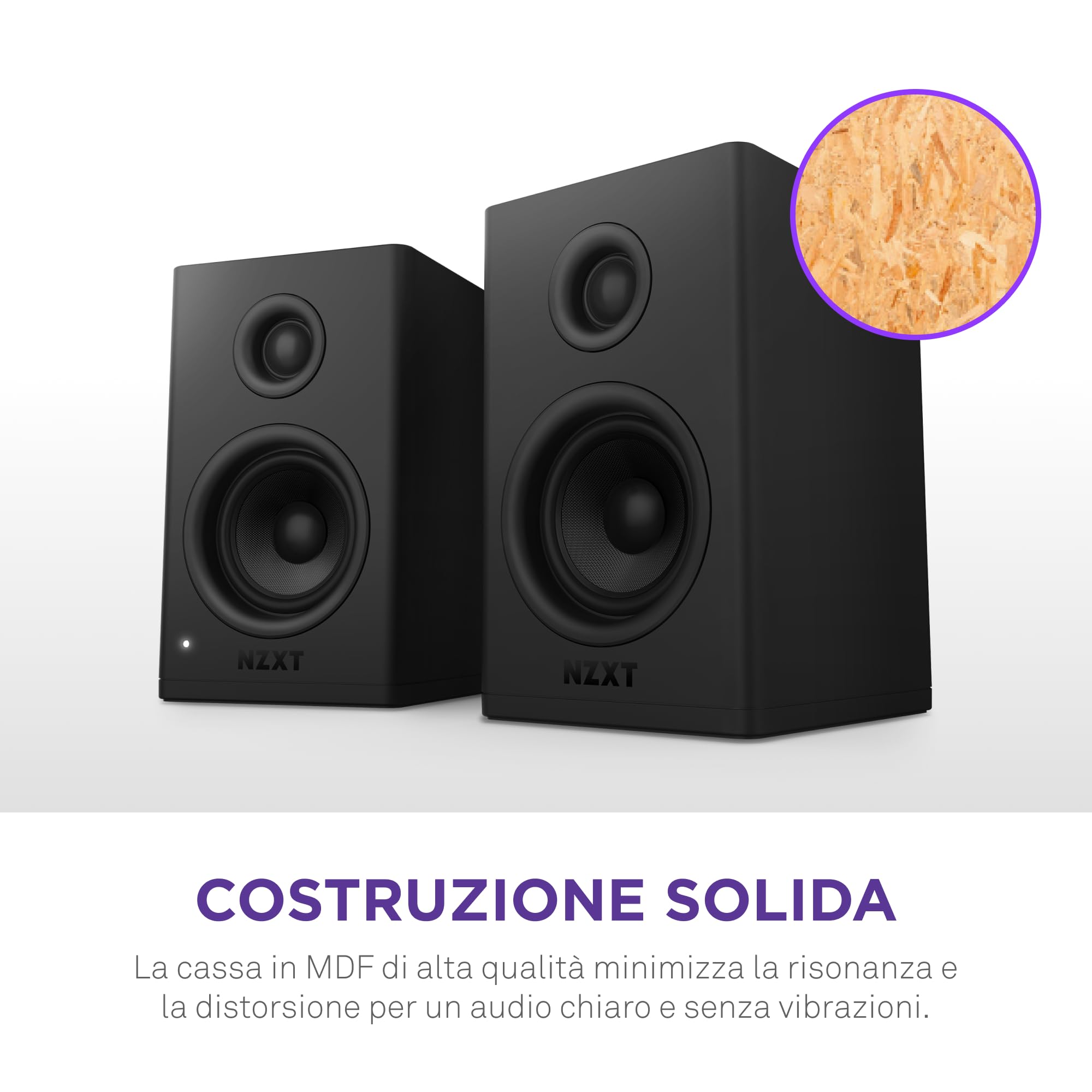 NZXT Relay Altoparlanti da scrivania per PC - AP-SPKB2-EU - Gamma sonora completa - 80 Watt - High Dynamic Range - Tweeter con cupola in seta - Woofer con fibra di vetro - Neri