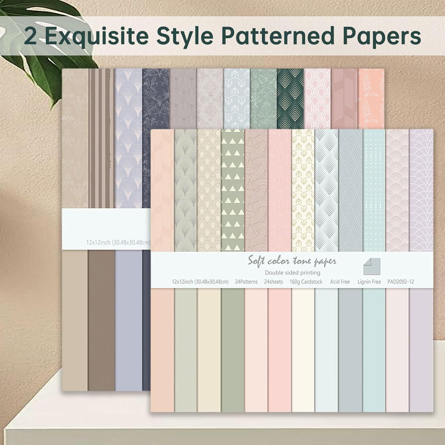 Scrapbook Paper 12x12 Inch, 48 Sheets Pastel Decorative Craft Papers, Double Sided Patterned Background Paper for Scrapbooking Card Making Journaling Decor