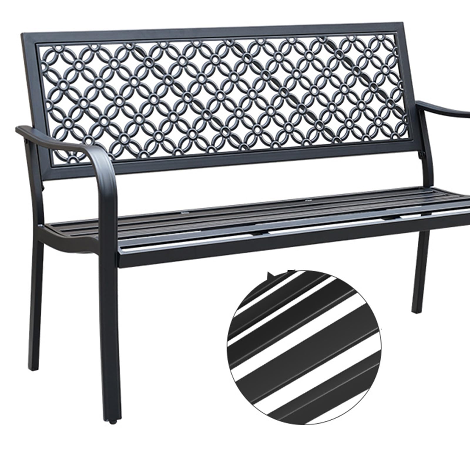 Panchina da Giardino de Metal para Exteriores, Banco para Exteriores, Asiento de Banco De Patio Tradicional con Respaldo Y Reposabrazos, Silla de Banco de Parque de Ocio Hueca(Green)