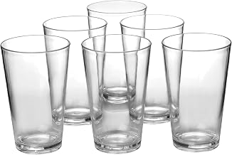 Clear Plastic Drinking Glasses - BPA Free Cups 18 oz - Dishwasher Safe Classic Tumblers set of 6 - Acrylic Highball Tall Glasses for Kitchen Dining Outdoor (That Look Like Glass)