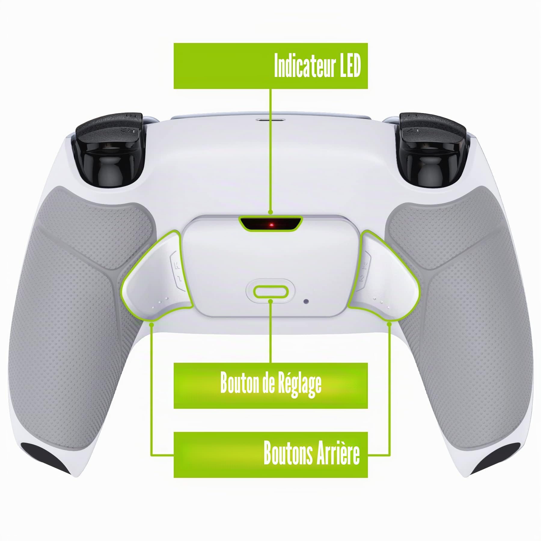 eXtremeRate Rise V3 Remap Kit Programmable pour ps5 Manette BDM-030/040/050, Coque Arrière Redessinée avec 2 Palette pour ps5 Manette BDM-030/040/050, Carte améliorée, Blanche
