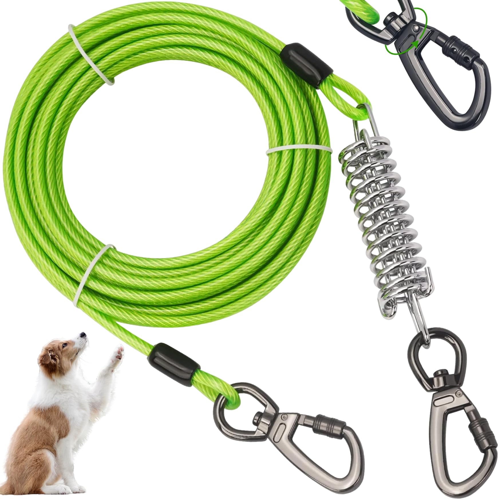 Cadenas para perros de camping con sistema giratorio anti enredos de 20 pies