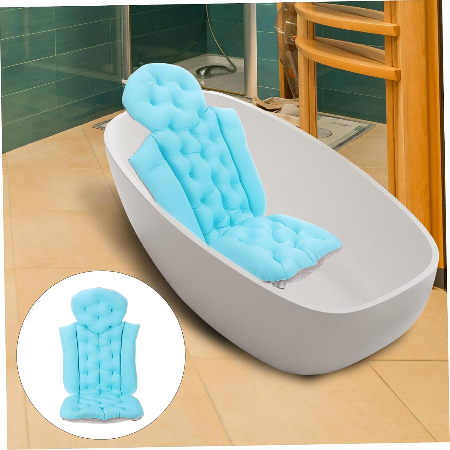 FOMIYES Bath Mat Bath Pillow Full Body Bath Tub Cushion for Adults Bath Pillow for Bathtub Bath Accessory Bathtub Pillow Cushion Spa Accessories for Bathroom Bathing Mat Spa Bathtub Pillow, Sky-blue