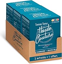 Teinture Textile Bleu Canard - 3x350g - Tout-en-un - Prêt à l'emploi pour Vêtements et Tissus HAUTE COUTURE