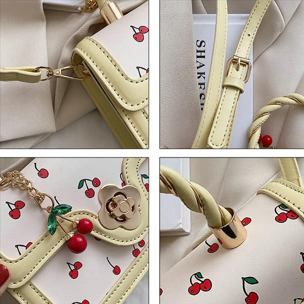 Womens Cute Cherry Vegan Leather Shoulder Crossbody Bag Fashion Purse Small Totes Y2k Handbag Satchel Clutch Gifts - Image 5