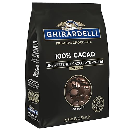 Ghirardelli Chocolate Company Obleas 100% cacao sin azúcar, bolsa de 5 libras