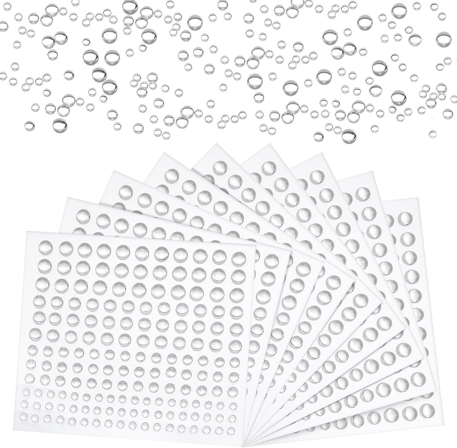 Abeillo 660 Pcs Transparent Resin Round Craft Beads, Self-Adhesive Clear Water Drop Shapes for DIY Scrapbooking, Crafts Decor Accessories