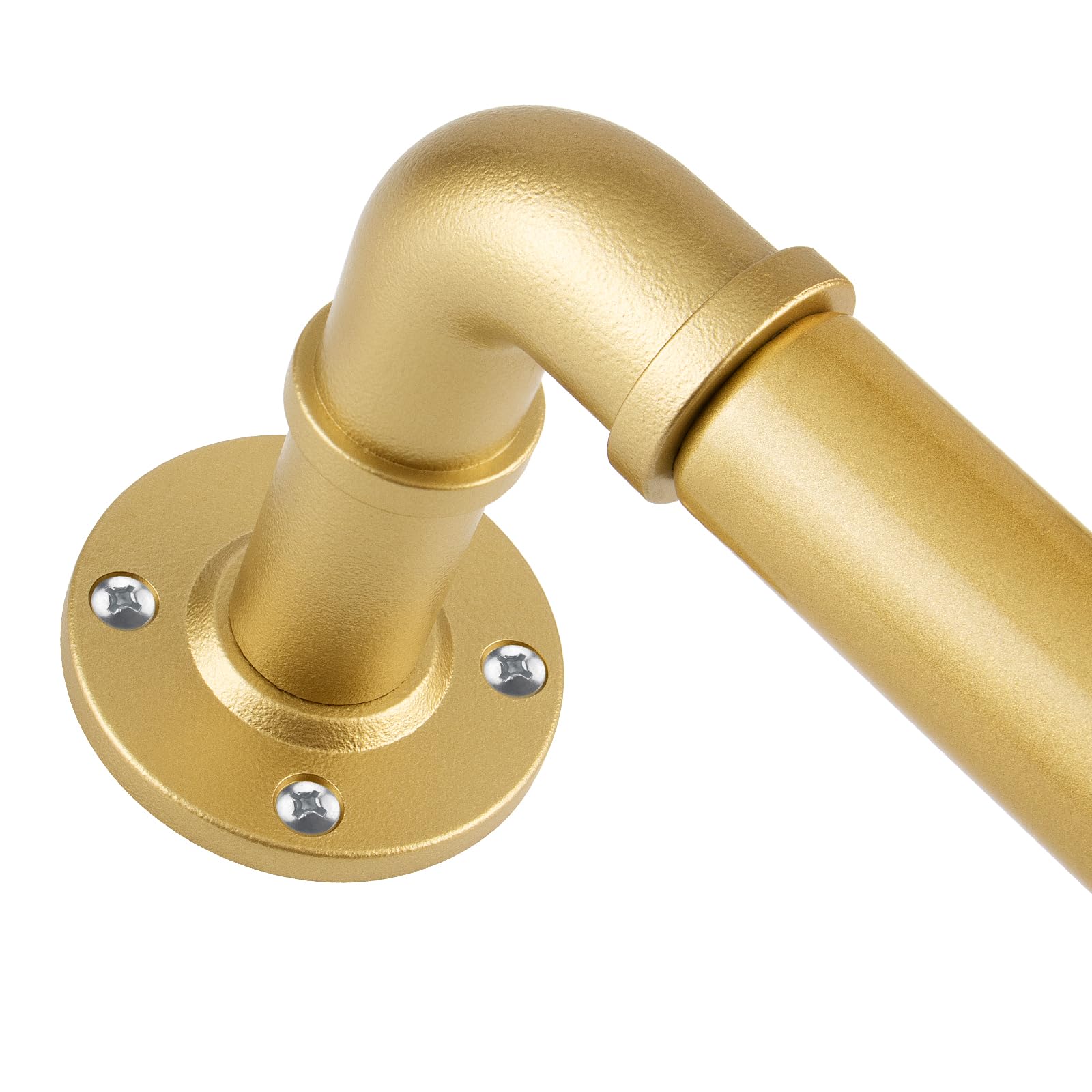 BOLITE Gold Curtain Pole, 80-292 cm Extendable Industrial Curtain Poles for Eyelet Curtains, 25 mm Diameter Metal Window Poles with Brackets, Blackout Curtains Rod for Living Room, Bedroom