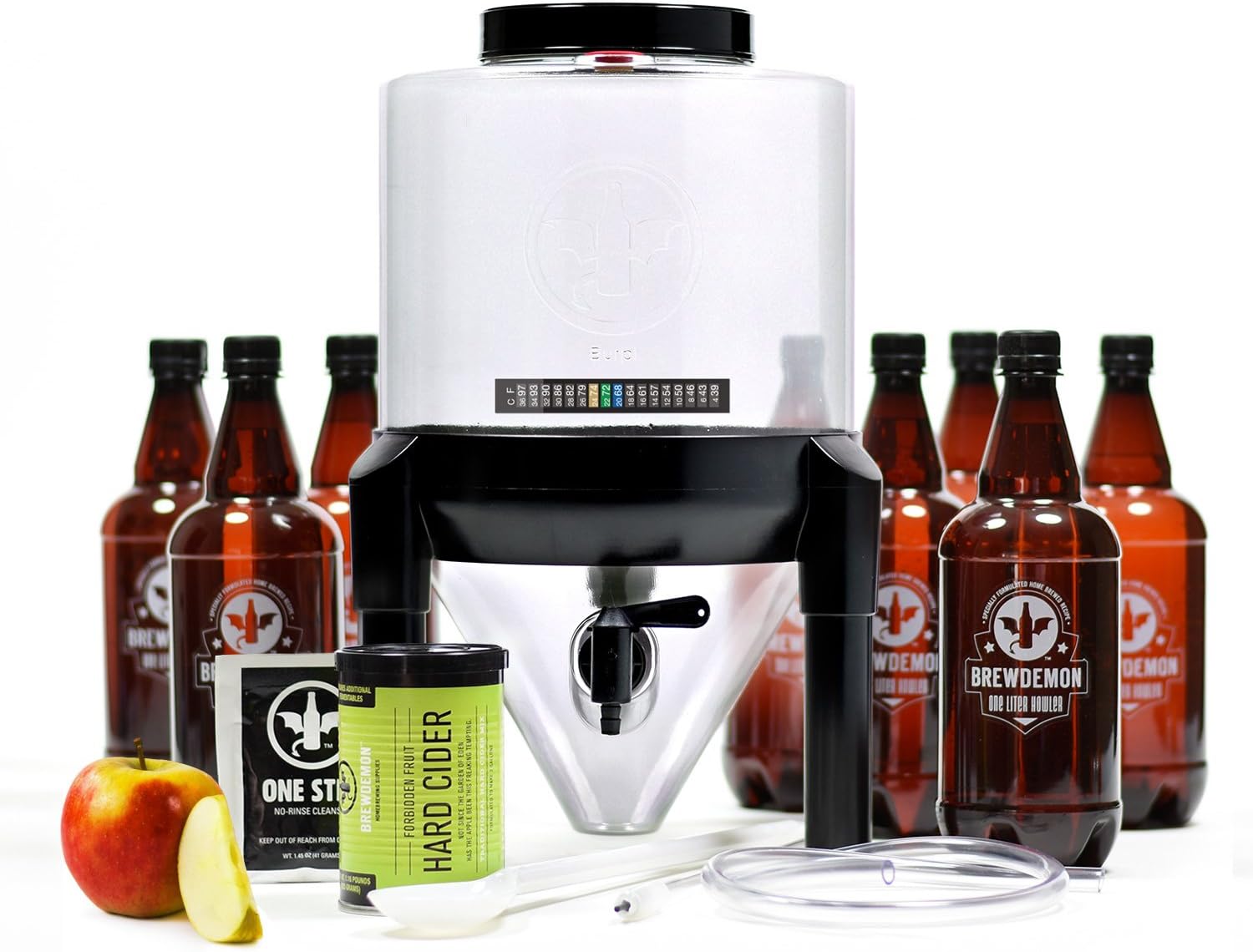 Hard Cider Kit Extra – NO AIRLOCK OR SIPHON REQUIRED – Conical Fermenter Eliminates Sediment and Makes Wicked-Good Home Made Hard Cider - 2 Gal. Hard Cider Recipe Included