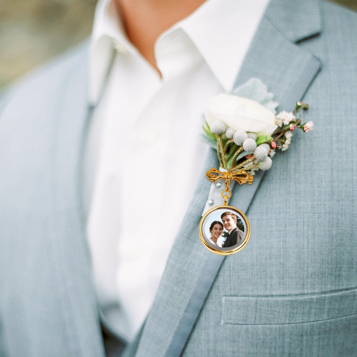 Wedding Bouquet Photo Charms, Bridal bridegroom Charm DIY Pin Brooch Making Kit Bouquet Picture Charm for Wedding Memory Friend Graduation Gift - Image 5