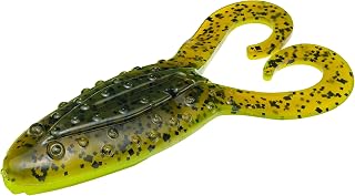 Strike King Lures, Gurgle Toad Soft Bait Lure, 4" Length, Green Pumpkin Chartreuse Belly, Package of 5, 3.75"