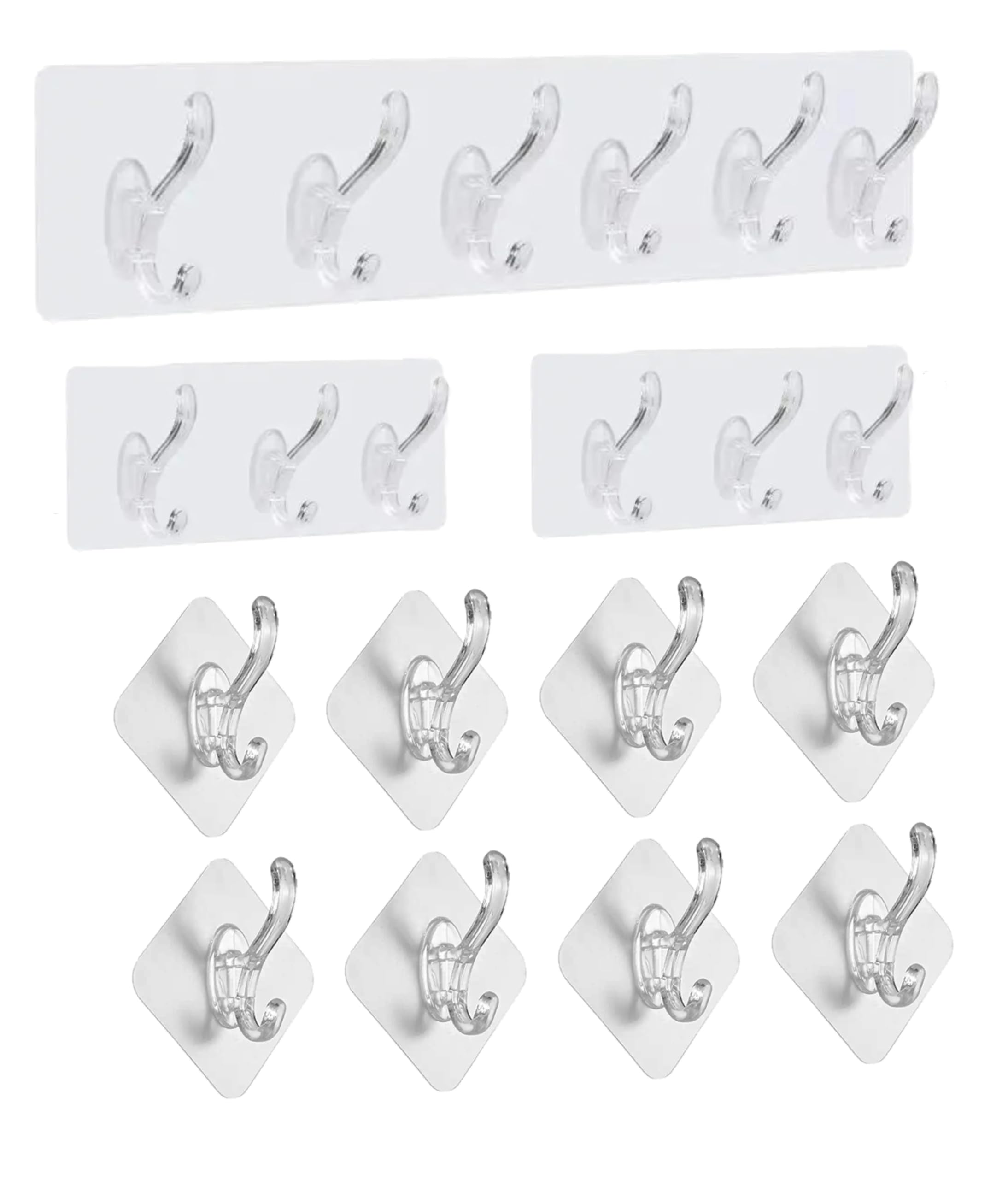 11Pcs Self Adhesive Strong Hook for Wall Heavy Duty Without Drilling for Clothes Hanging Bathroom Stand Hanger, Napkin Holder Reusable, Waterproof & Transparent/Clear Hooks - 11 Set of Hooks for Wall (B0CKY1CGR9) Amazon Price History, Amazon Price Tracker