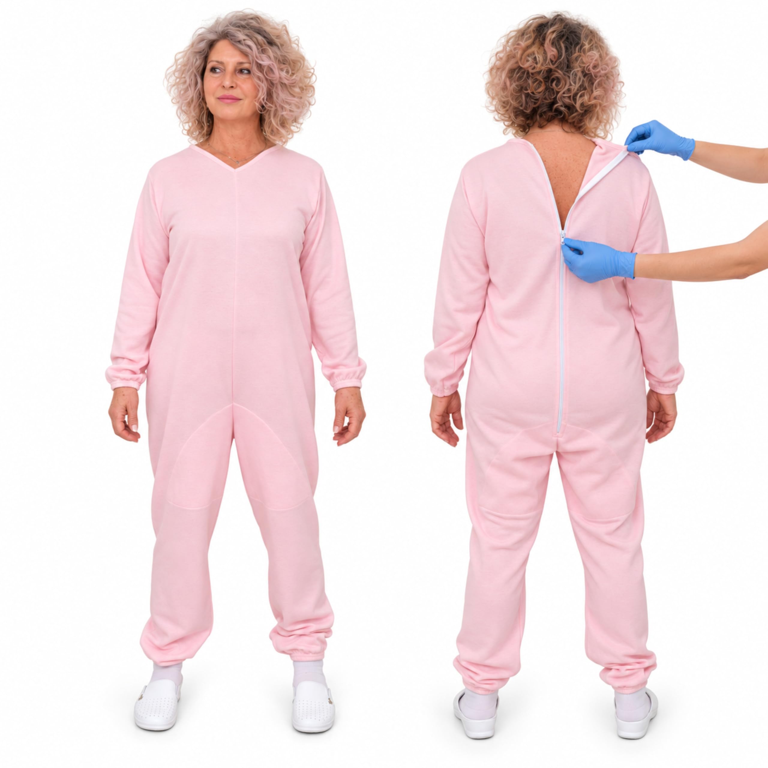 Tutone Pigiama Intero Anziano Invernale 9014/1, Zip Dorso, Ferrucci Comfort | Pigiama Sanitario per Anziani, Unisex, Felpato con Cerniera Posteriore, Manica Lunga, Caldo e Traspirante, Lavabile a 60°