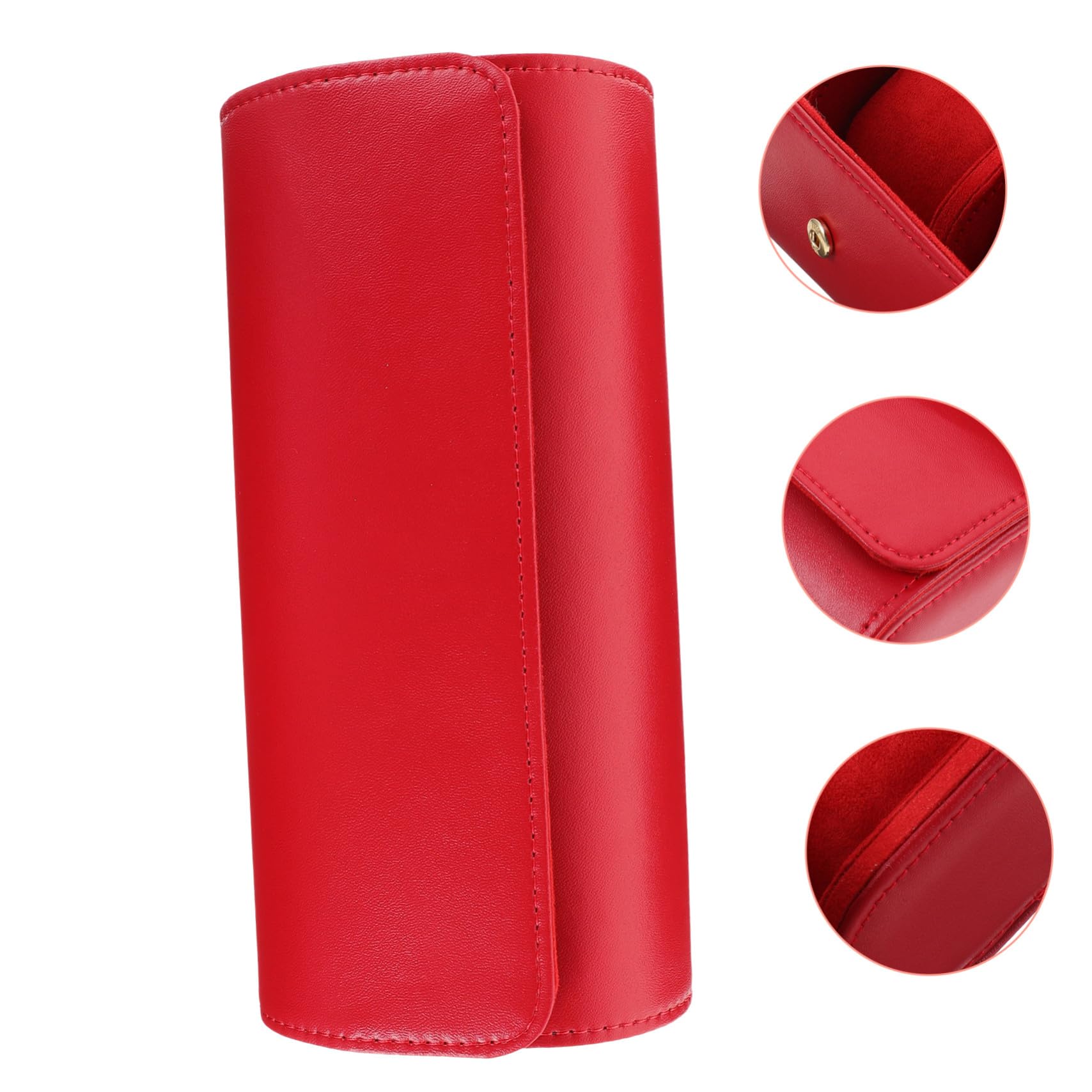 COLLBATH Estuche de Cuero Rojo Elegante y Fácil de Transportar para Reloj 3 Compartimentos Adecuado para Viajeros y Entusiastas de Relojes