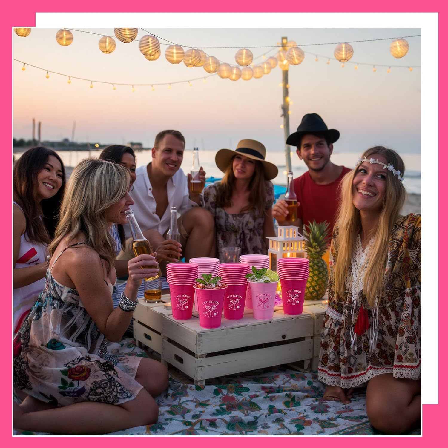 LemonRoad 50 Pcs Pink Bachelorette Party Plastic Cups 16oz Last Rodeo Theme Drinking Cups Western Cowgirl Party Favor Supplies for Bachelorette Weekend Wedding Bridal Shower Decoration