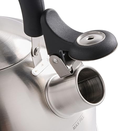 Miniatura 18 de Hervidor de agua para té con silbido Mr. Coffee 91407.02 Flintshire, de acero inoxidable, 1.75 qt, Plateado Mirror Polish