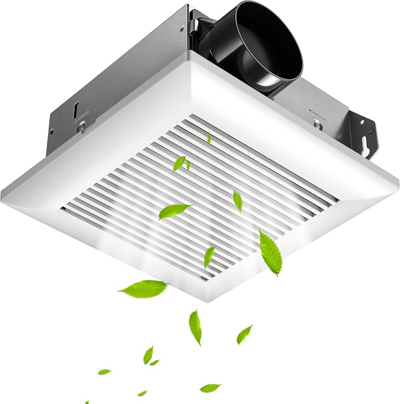 Bathroom Exhaust Fan, 80 CFM, Low Noise Ceiling Mount Bathroom Fan