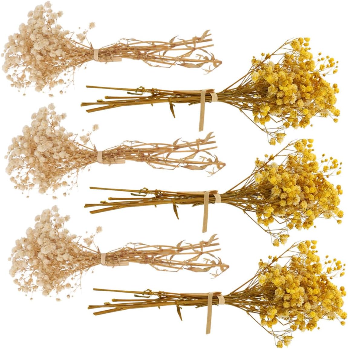 KALLORY 6pcs Babys Breath Dried Flowers Bouquet Mini Artificial Stems for Wedding Table Decoration Home Party Centerpiece Floral Arrangement