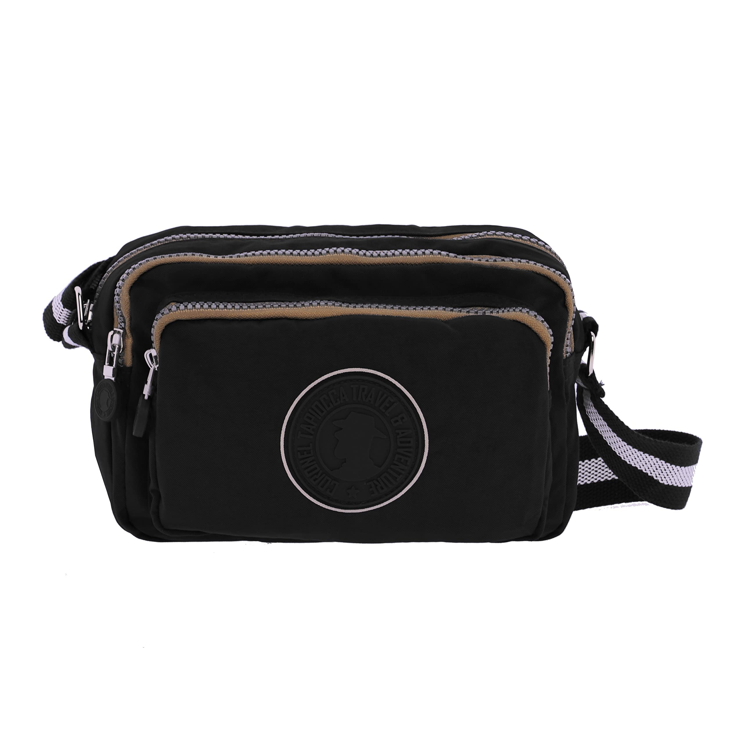 Coronel Tapiocca Coronel Tapioca - Bolso bandolera mujer - Bolso mujer - Bolsos bandolera mujer - Bolsos de mujer bandolera casual gran capacidad con 3 cremalleras, Negro