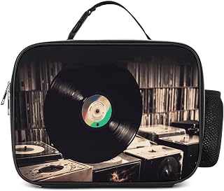 Vinyl Records Lunch Box Reusable, Insulated Lunch Bag with Extra Pockets, Leakproof Lunch Tote Bags Cooler Lunch Container for Work/Camping/Travel