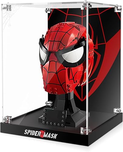 PIPART Vitrina acrílica para máscara de Lego 76285 Spider-Man, caja transparente a prueba de polvo (solo vitrina, modelo Lego no incluido)