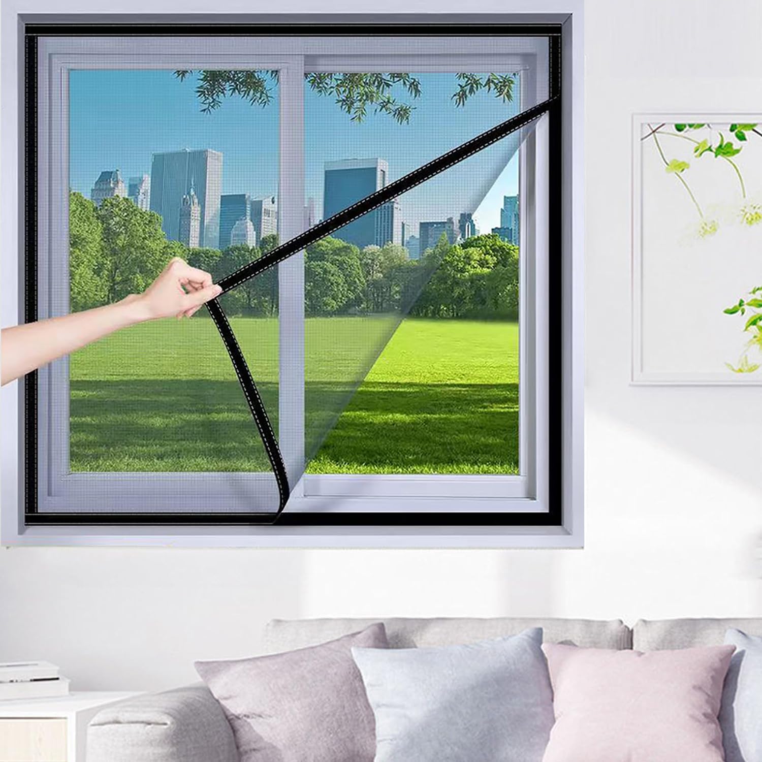 50x150cm Zanzariera per Finestre, Protezione Anti Insetti per Finestra, Kit Protezione Anti Zanzare con Nastro Autoadesivo