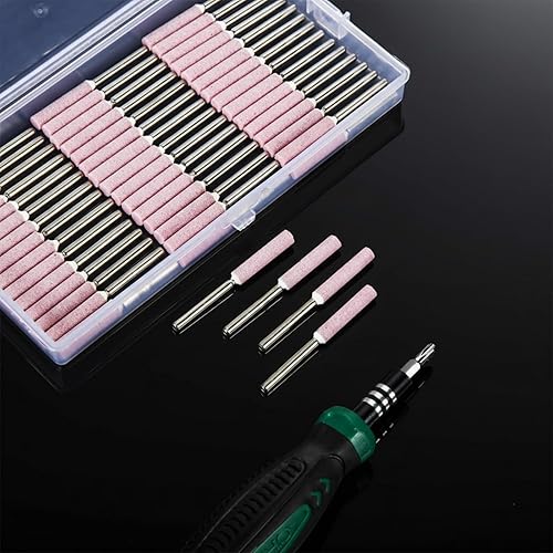 Miniatura 7 de Weewooday 50 Pcs Chainsaw Sharpener Bits with Box Chainsaw Sharpening Bits File Burr Grinding Stone File Polishing Grinding Tool for Chain Saw Stone