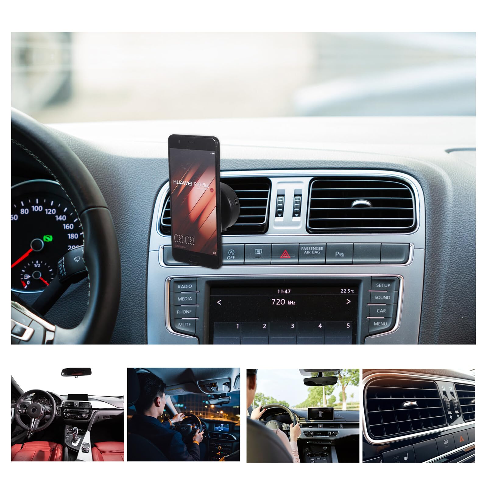 Ciieeo Supporto Telefono Auto Ventosa Supporto Auto Magnetico per Smartphone Dock con Multi-angolo Compatibile con Vari Dispositivi Materiale Plastico Resistente