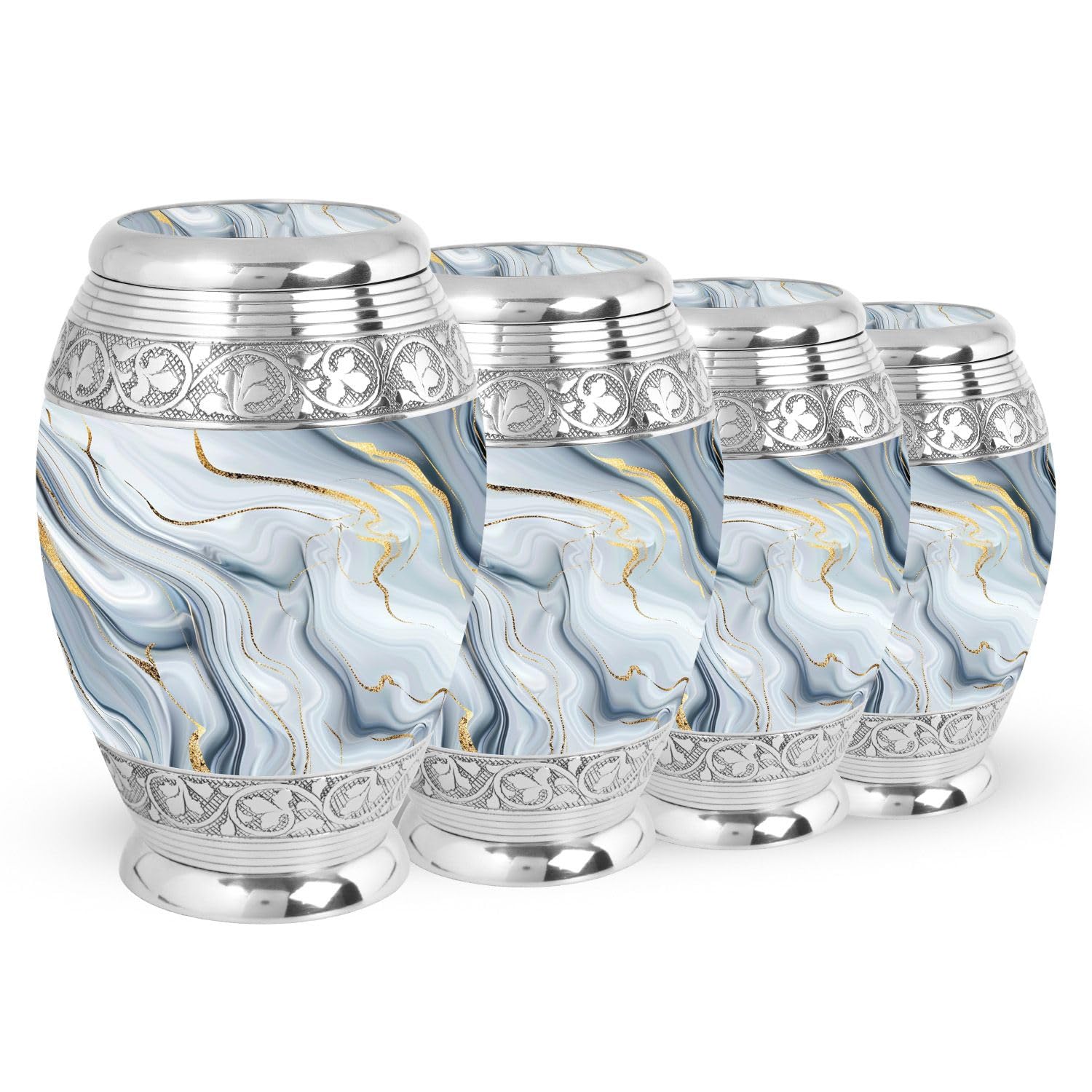 White Marble Mini Urns for Human Ashes, Memorial Keepsakes for Ashes, Urn for Ashes for Women, Unique Urn, Burial Urns for Adult Human Ashes, Small Urns for Human Ashes (Size - 3 Inch, 4 Pcs)