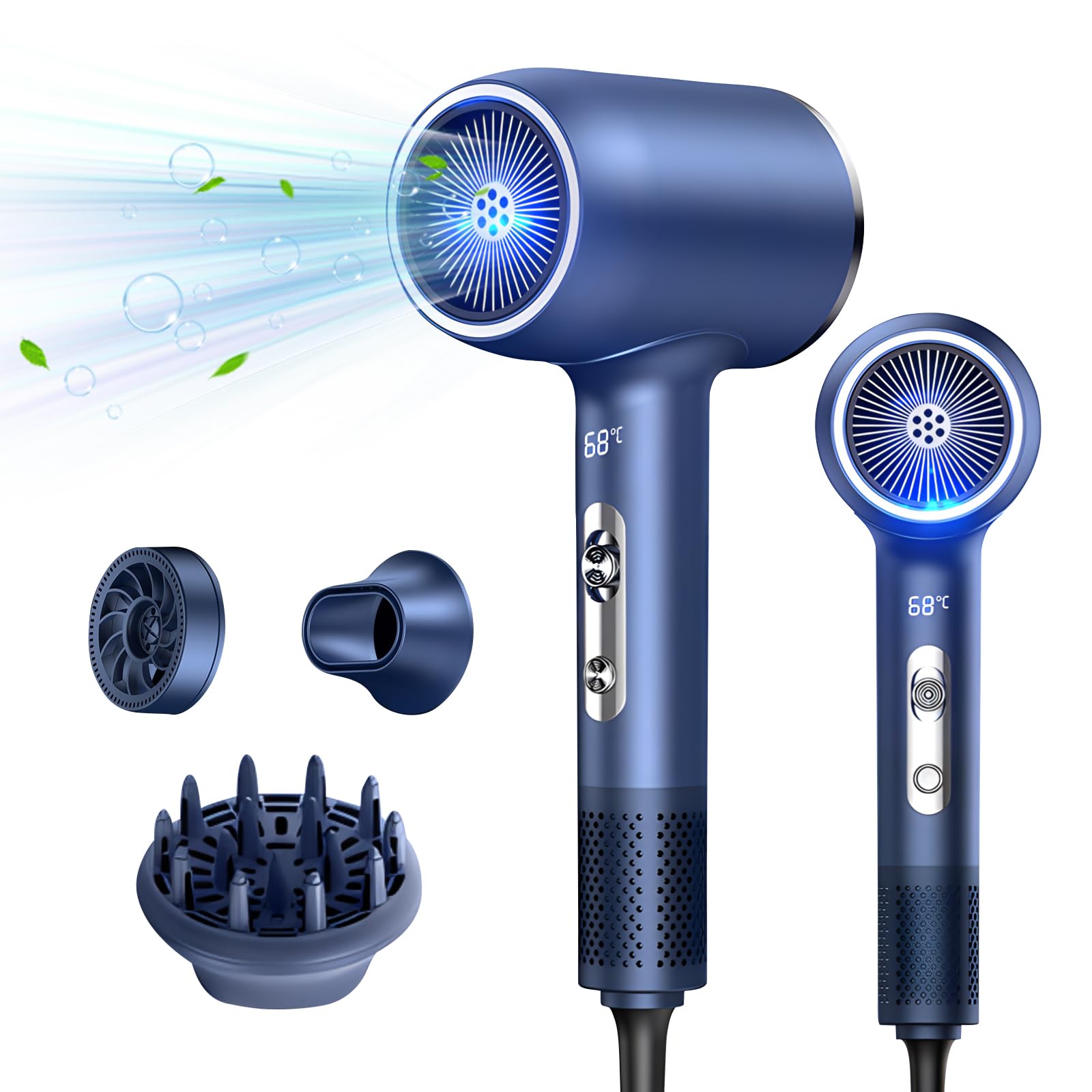 Secador Pelo, Secador Pelo Profesional 2400w, Secador con Difusor 150000rpm, Secador Pelo Iónico, Secador Pelo Viaje, Secador Cabelo, Secador Pelo Rizado con 3 Accesorios, Secador de Pequeño Potente