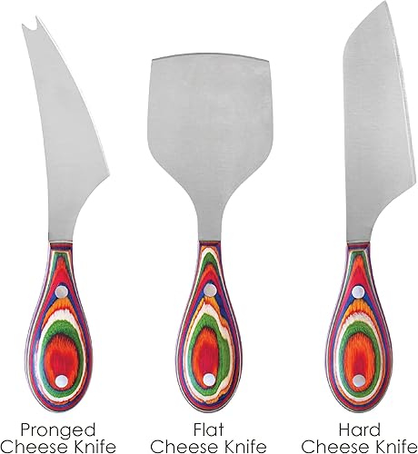Miniatura 8 de Totally Bamboo Baltique Marrakesh Collection - Juego de cuchillos de queso de 3 piezas, cuchillos de queso de acero inoxidable con asas de madera