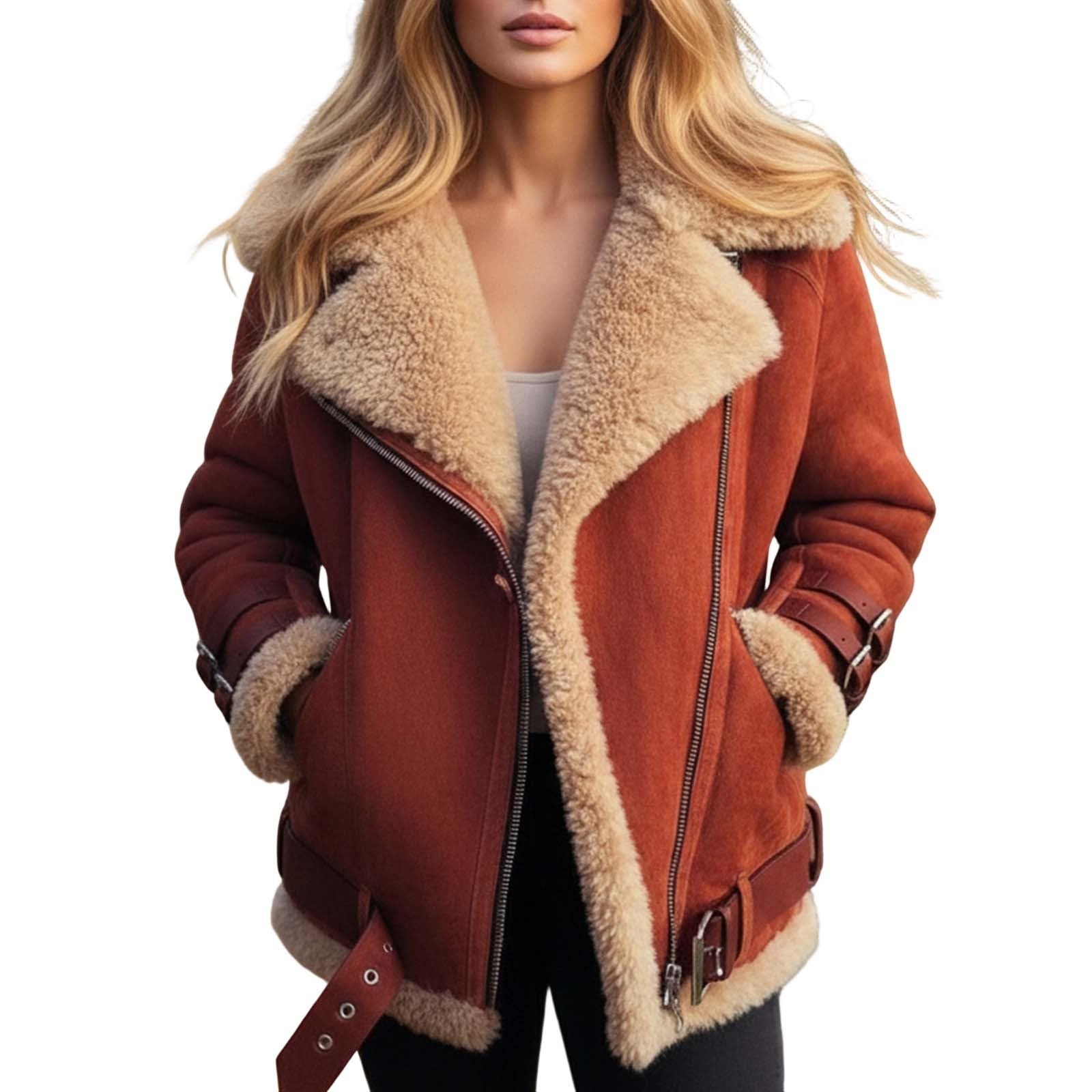 Chaqueta de ante sintético para hombre abrigo de invierno rojo XXL 5