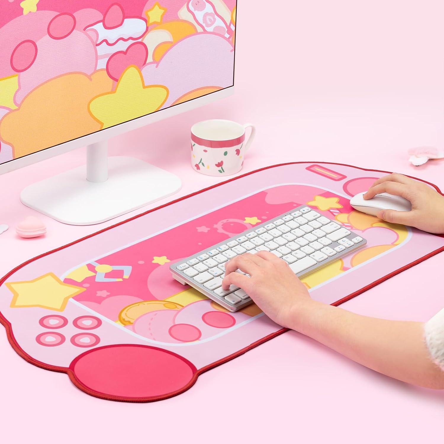 Star Claw Machine Mouse Pad - Kawaii Keyboard Gaming PC Laptop Mat, Large Non-Slip Rubber Base Desk Mat for Keyboard and Mouse Desk Blotter Protector (Star Claw Machine)