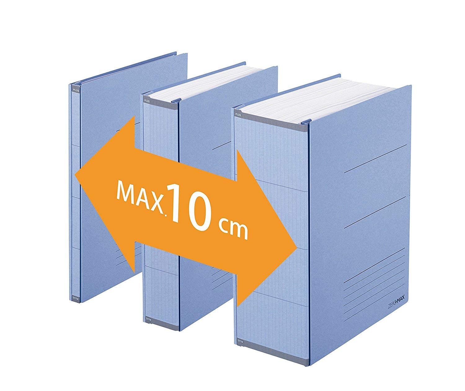 PLUS Japan, Zero Max Platzsparordner in Blau, 3er Pack (1 x 1 Ordner)