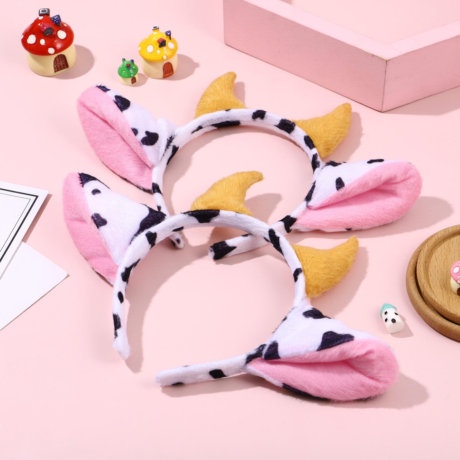 Amazon.com: Hosfairy Cow Ears and Horns Headband Plush  display picture 2