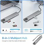 USB C Hub (8 in 1), Multiport Adapter with Gigabit Ethernet, 100W PD, 4K HDMI, USB 3.0/2.0, USB-C Data, SD/TF Slot – for Mac & Windows – 8 Ports